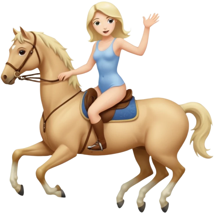 Nude woman riding an invisible horse  emoji