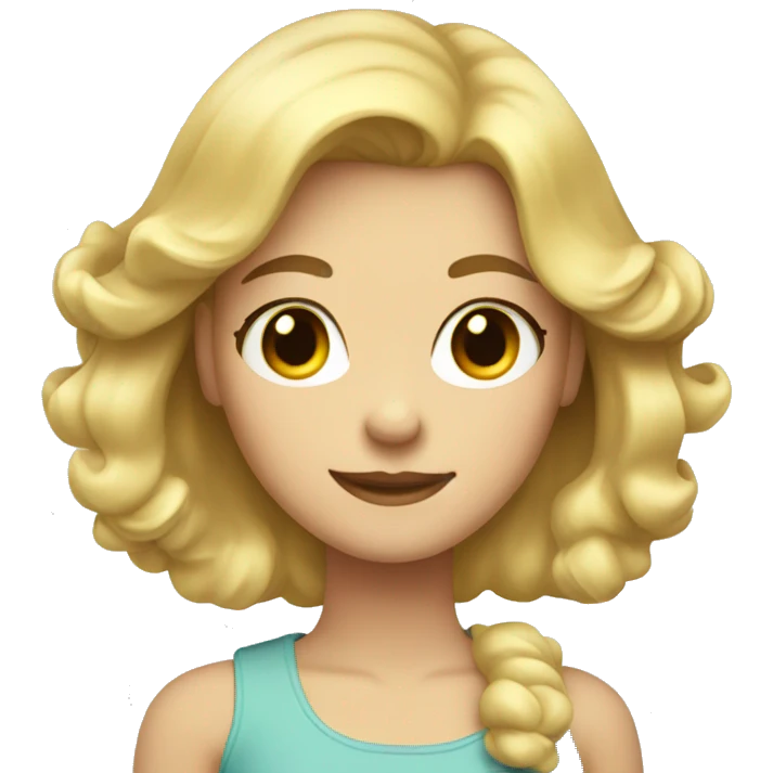 girl with blond hair, said hello, retro style emoji