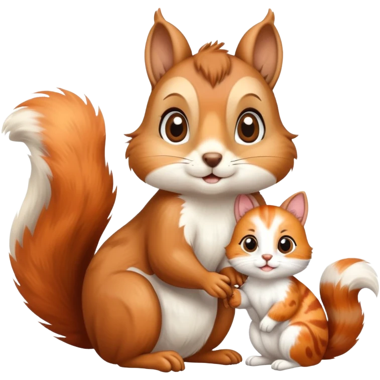 Squirrel with a little cats  emoji