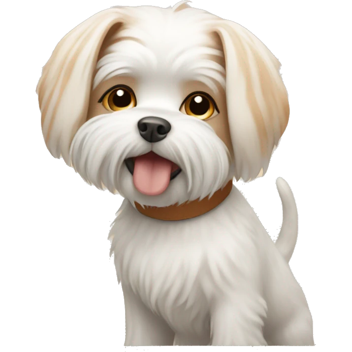 Maltese dog with a ginger adult cat  emoji