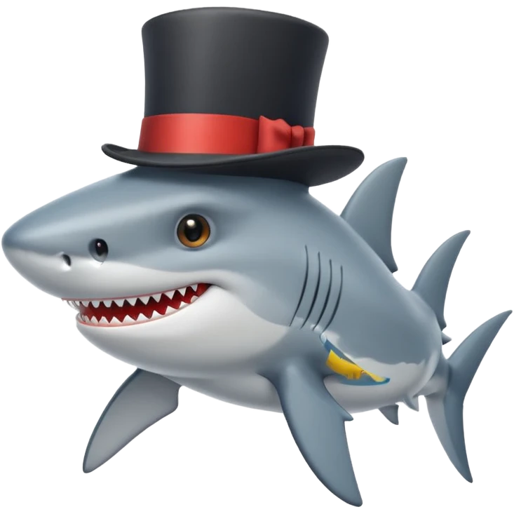 Shark with a top hat emoji
