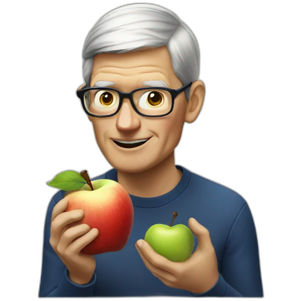 Tim Cook eating apple emoji