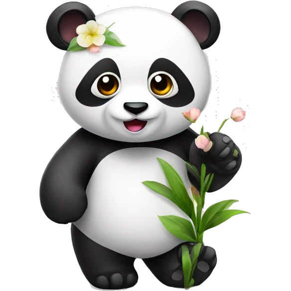 Panda with flower emoji