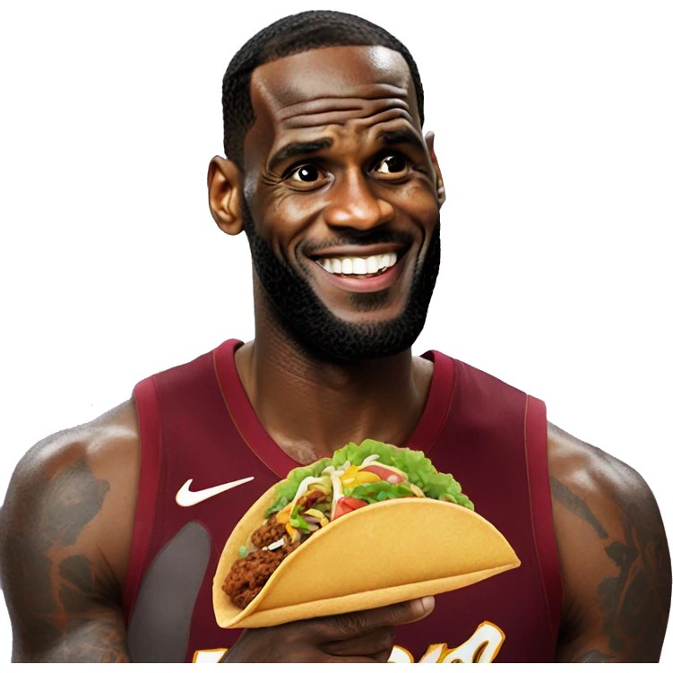 lebron holding a taco emoji