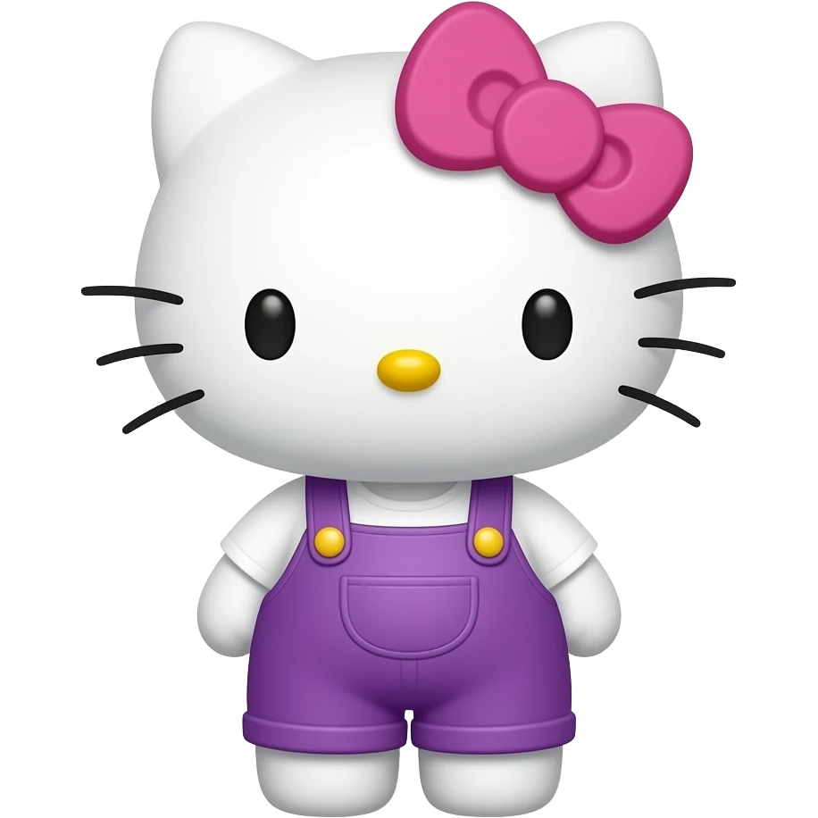 Hello Kitty wearing purple overalls and a white shirt emoji