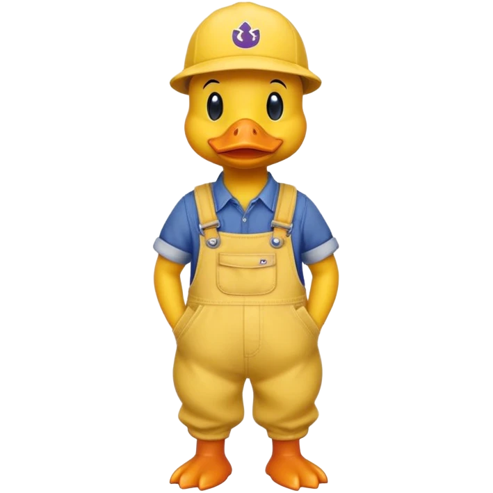 Yellow Duck wearing overalls with Tarleton logo  emoji