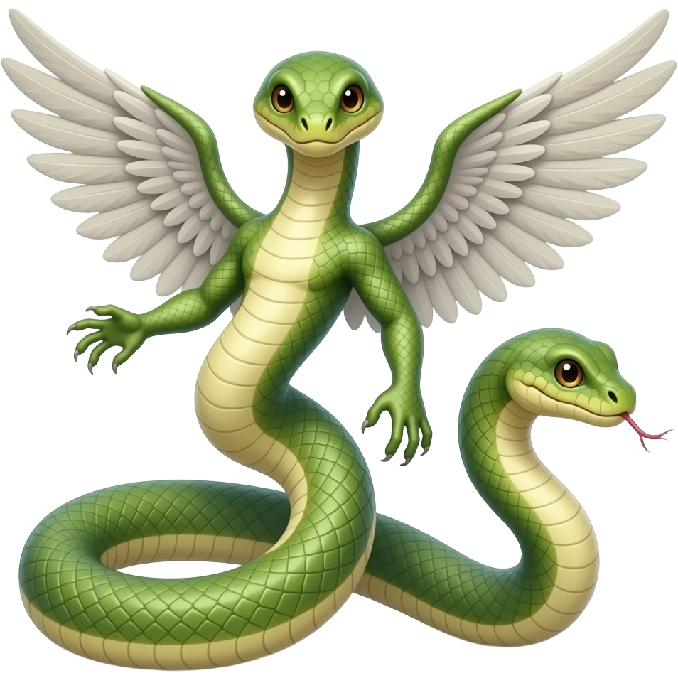 serpent with a head, wings and arms and another head in the tail emoji