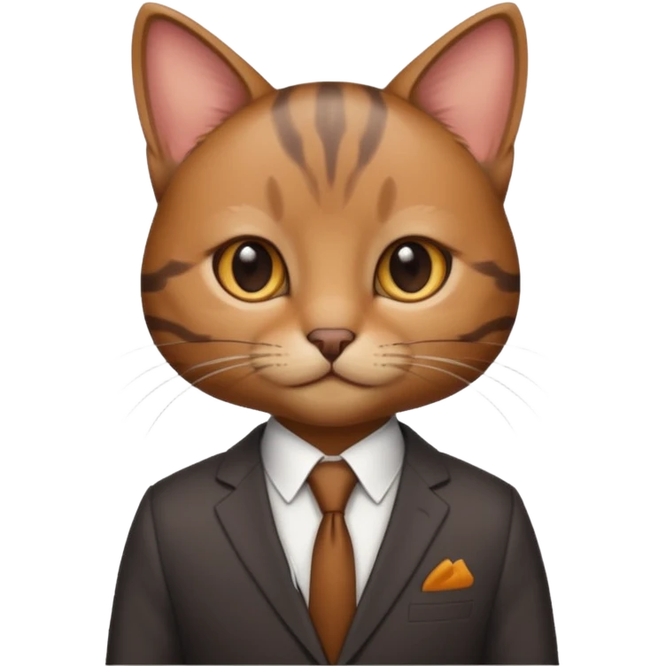a brown and small cat and wear the suit emoji