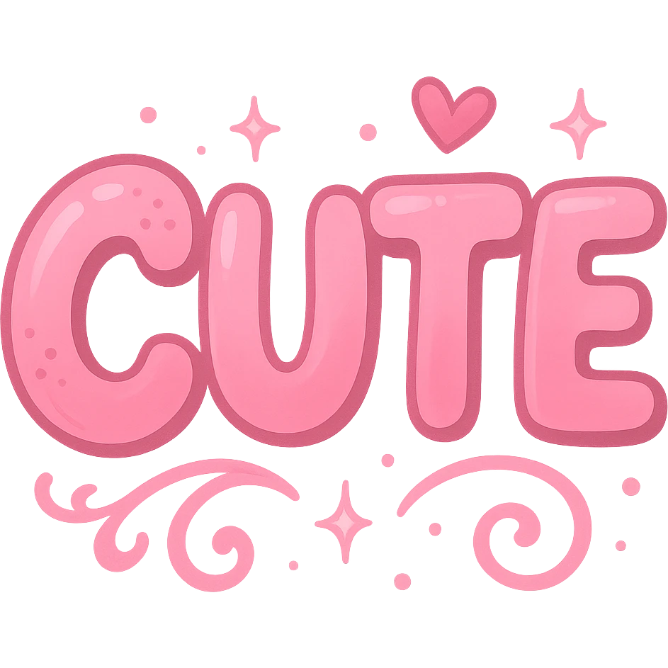 the word 'cute' in a creative, pink-themed style, remove background emoji