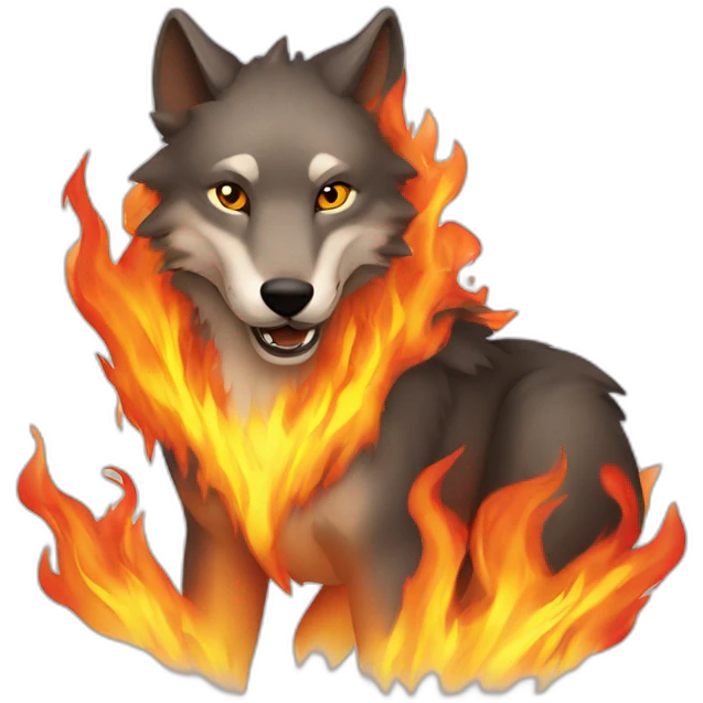 Wolf in fire emoji