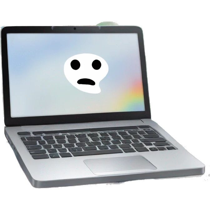 laptop with colorful strokes on the screen emoji