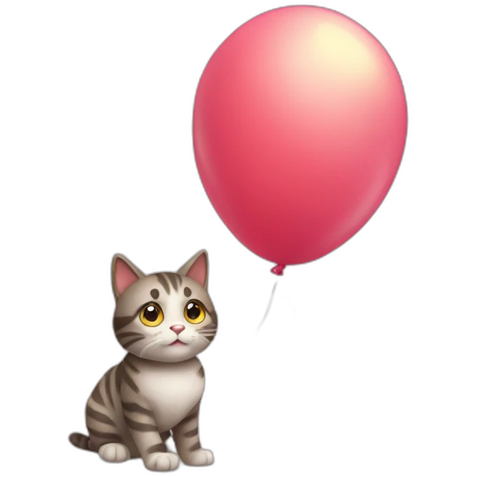 cute cat with a baloon emoji