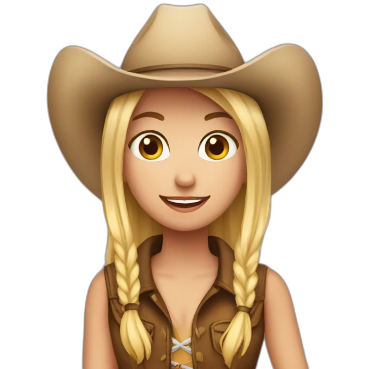 girl with blond hair and cowboy hat emoji