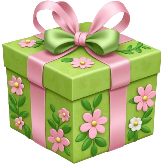 light green and light pink floral gift box emoji