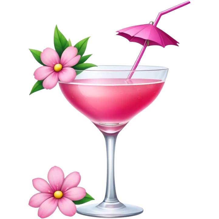 Pink Cocktail with flowers  emoji