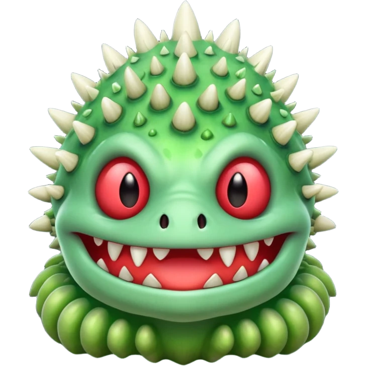 poisonous mushroom monster portrait, head and shoulders only, toxic green glow, scary grin, spiky mushroom head, 3D cartoon, mobile game icon style, clean background, no text, no watermark

 emoji