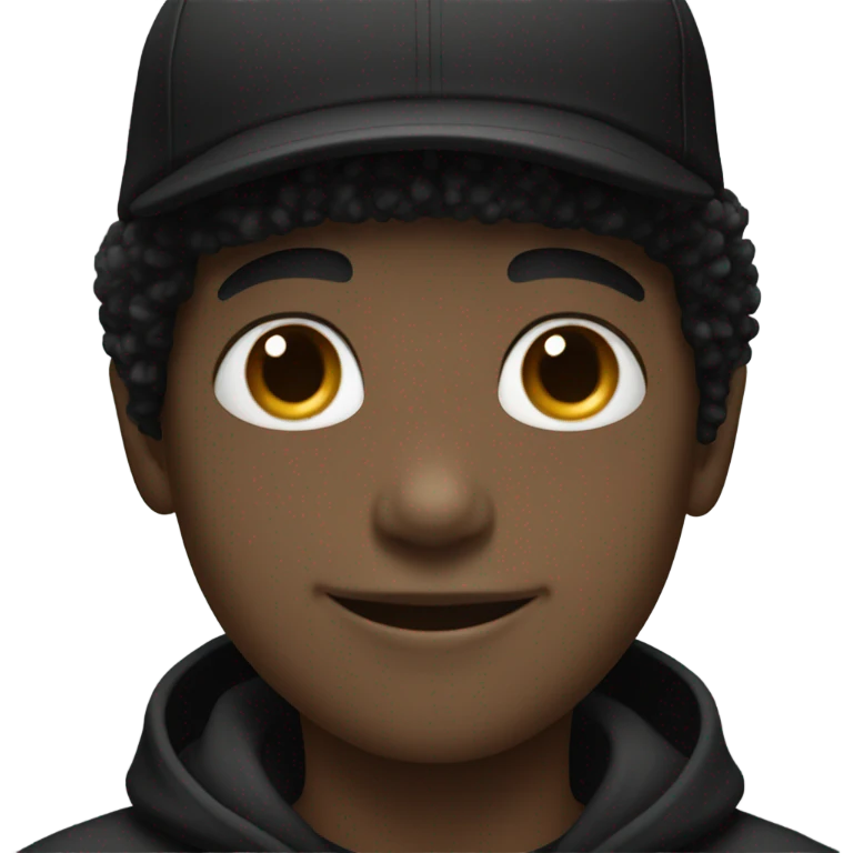 smiling boys with black Afro with  black LA hat emoji