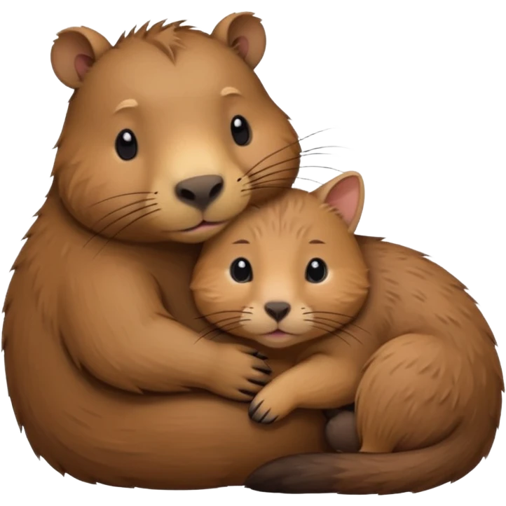 capybara and a cat cudding with each other emoji