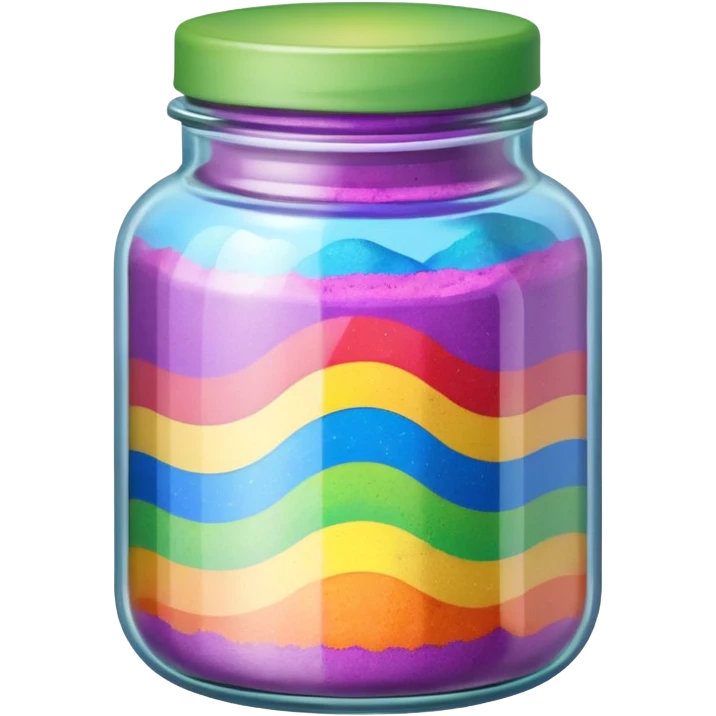 A jar with rainbow powder in it emoji