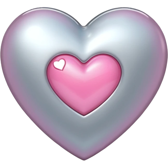 platinum heart with one mini pink heart inside of it  emoji