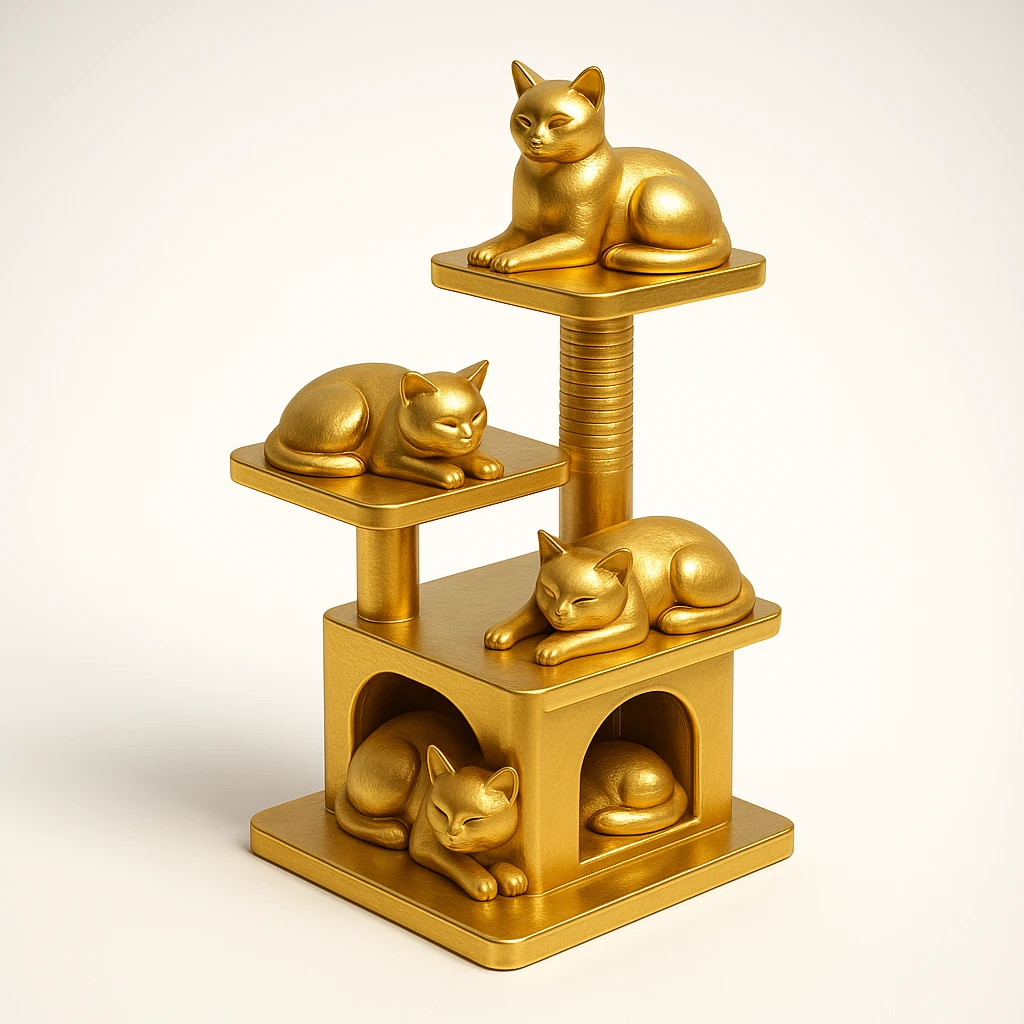 cats relaxing in a vertical playhouse emoji