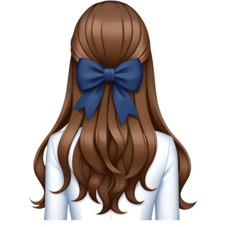 Brown long hairs with navy bow from the back emoji