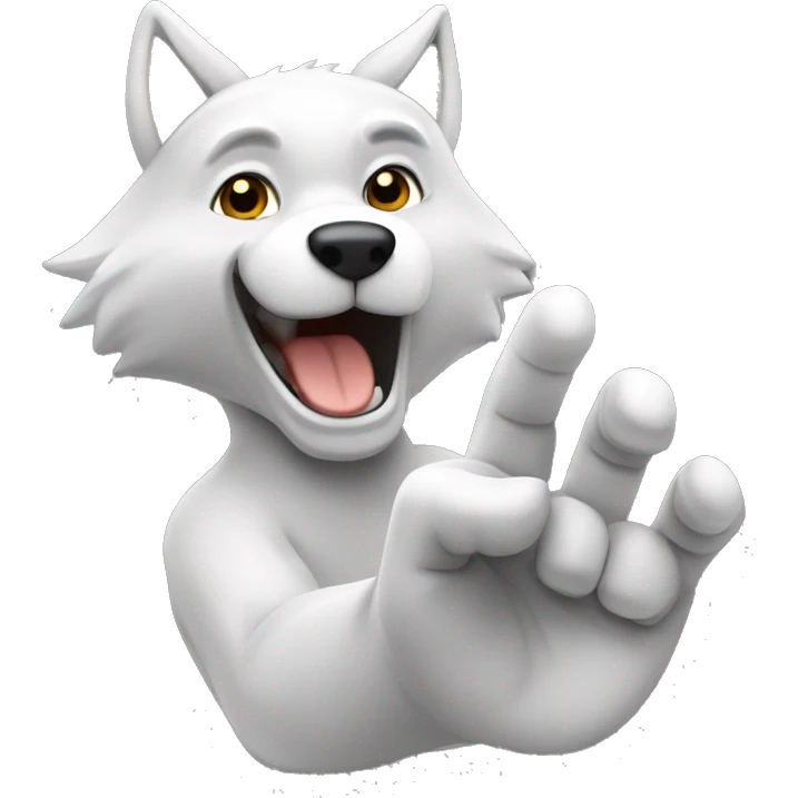 make a emoji of cute wolf wave his hand  emoji