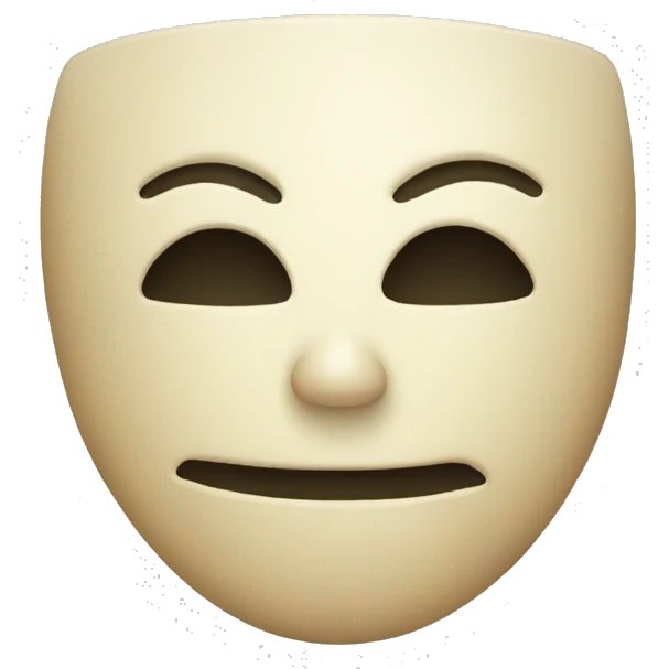 A mask of face happy then behind it is a sad face emoji