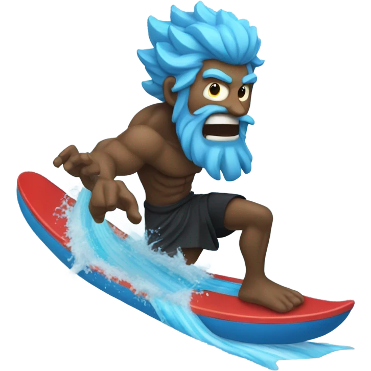 Hades surfing down a water slide emoji