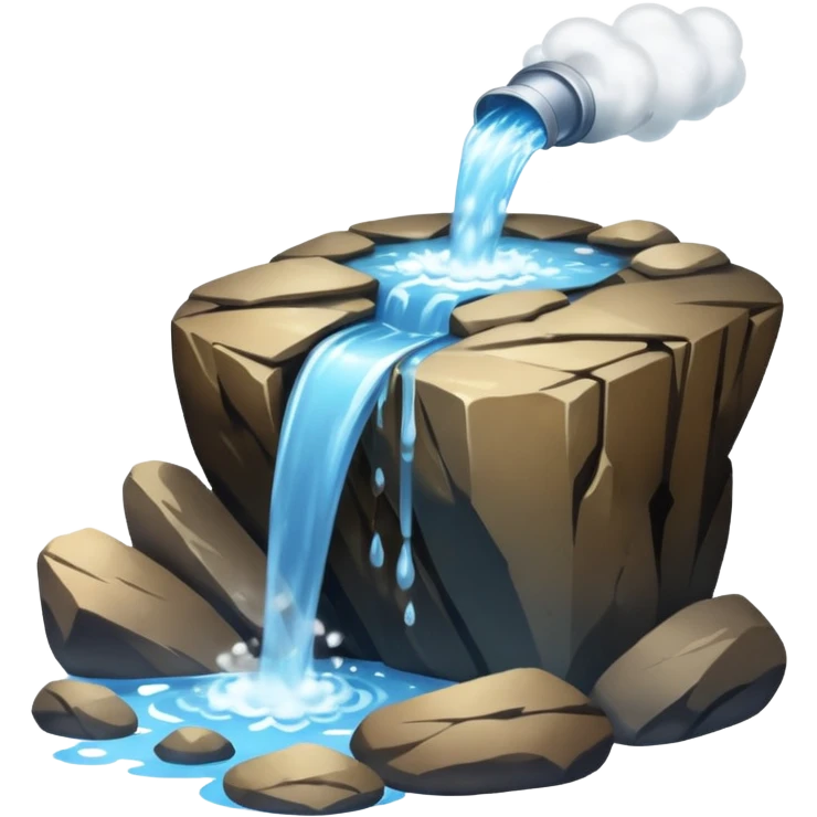water pouring onto rocks with steam emoji