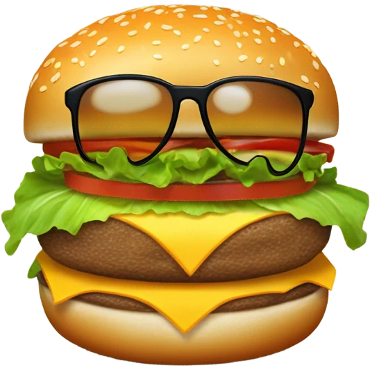 Generate a playful burger emoji wearing sunglasses, symbolizing a fun cheat meal moment. emoji