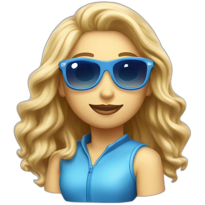 Blue car sport cabrio grils sunglasses emoji