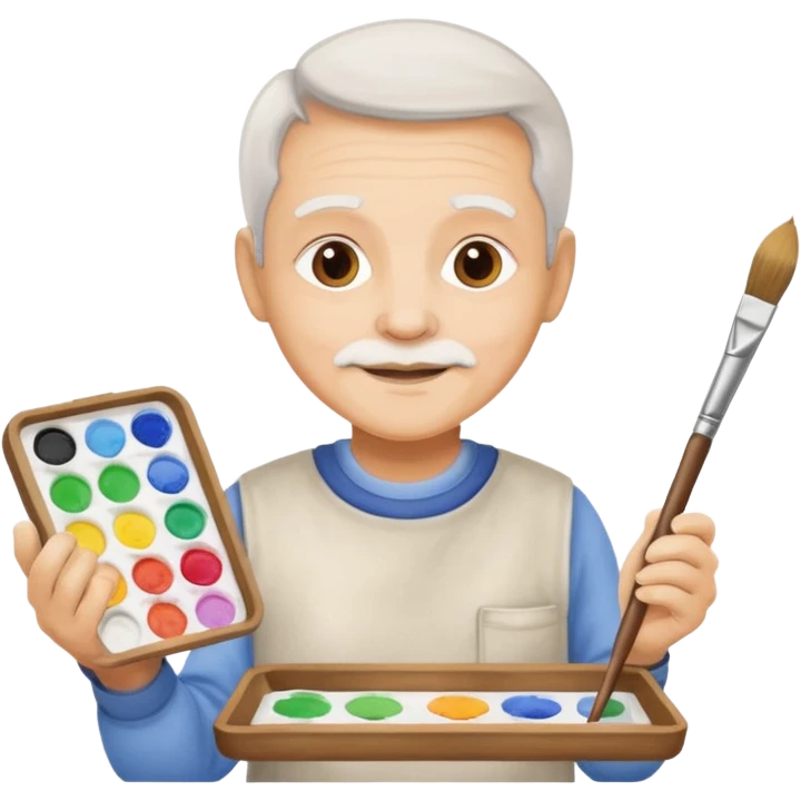 Senior with watercolor tray & brush emoji