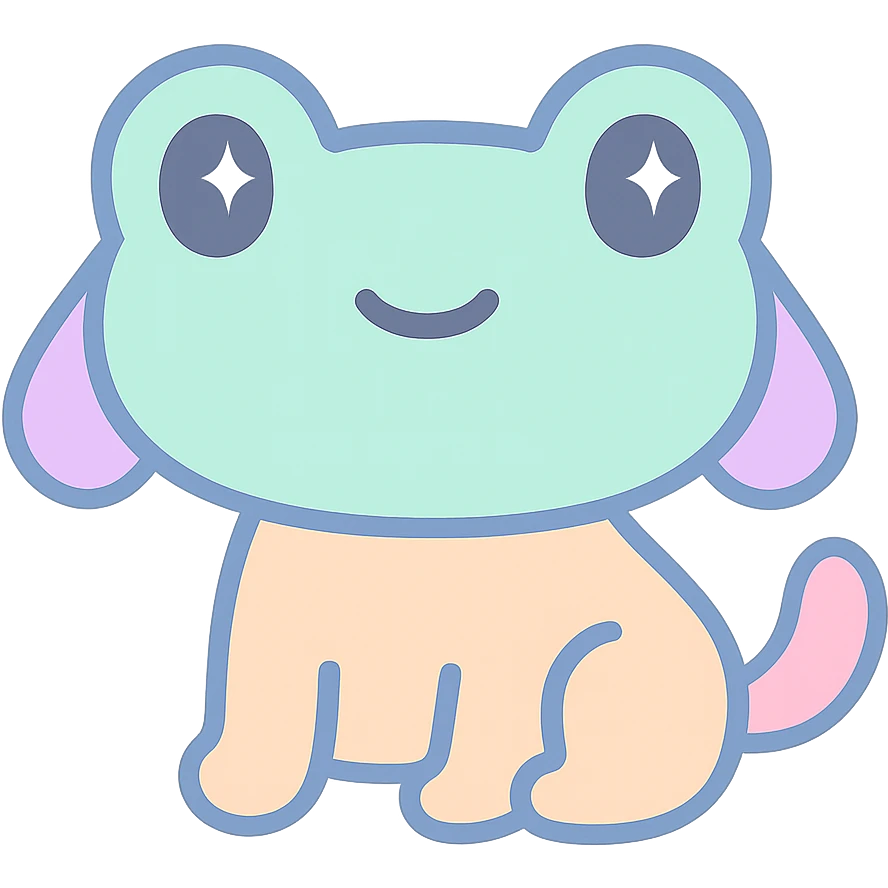 animal with dog body and frog face, kawaii style emoji