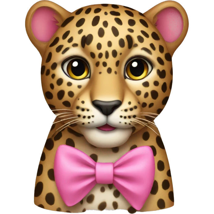 leopard wearing a pink bow emoji