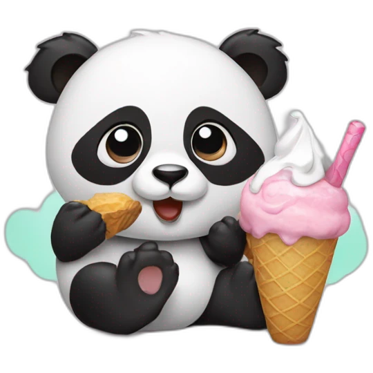 Panda eating ice cream emoji