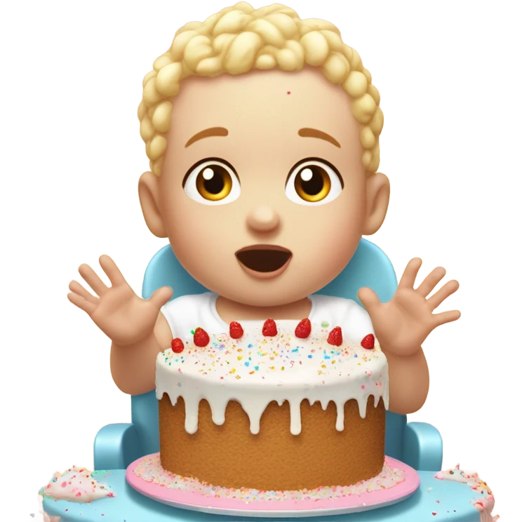 White Baby eating cake  emoji