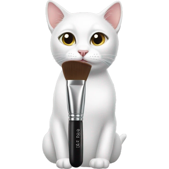 White cat doing her makeup emoji