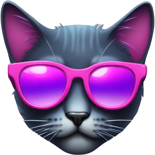80s style electropop cat with shades emoji