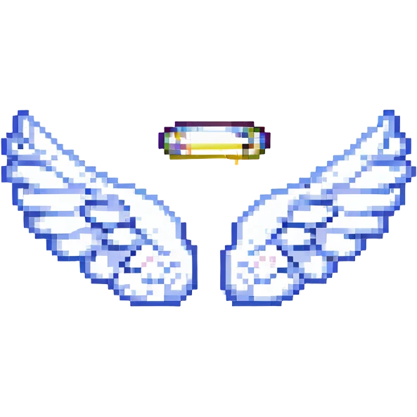 pixel art style angel wings, small and cute emoji