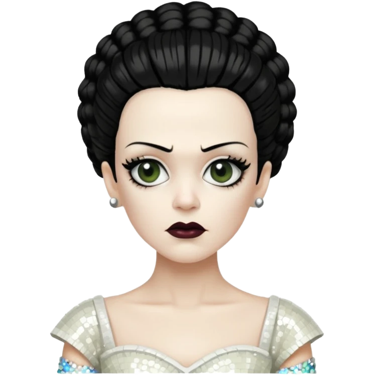 Bride of Frankenstein with ivory sequin outfit emoji