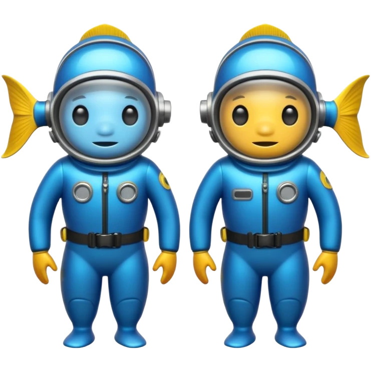 Two fish in dive suit decompressing  emoji