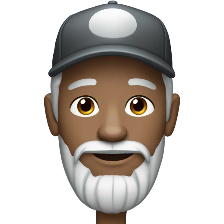 Man with blue eyes grey hair and grey goatee wearing ball cap holding a long haired black chihuahua emoji