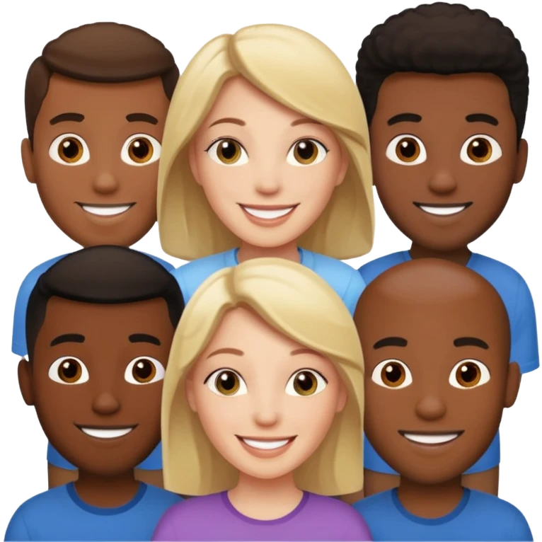 One white woman and six black men emoji