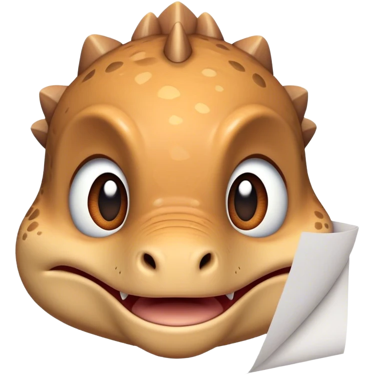 baby dinosaur face with papers emoji