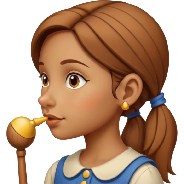 Girl with pinocchio effect, side view emoji