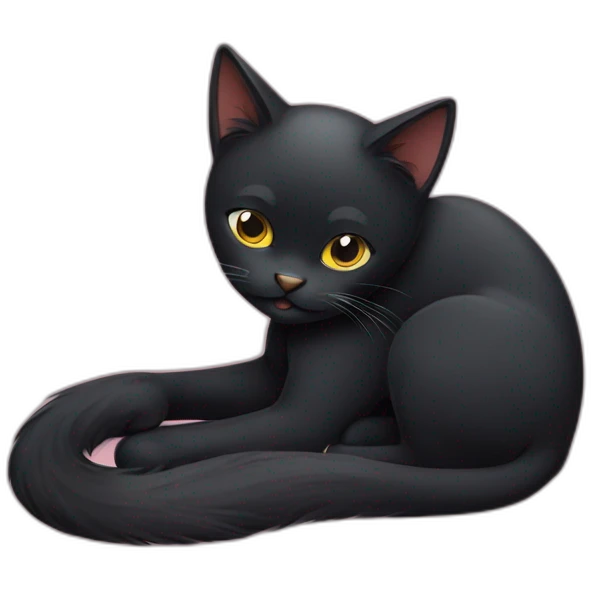 black cat grooming itself emoji