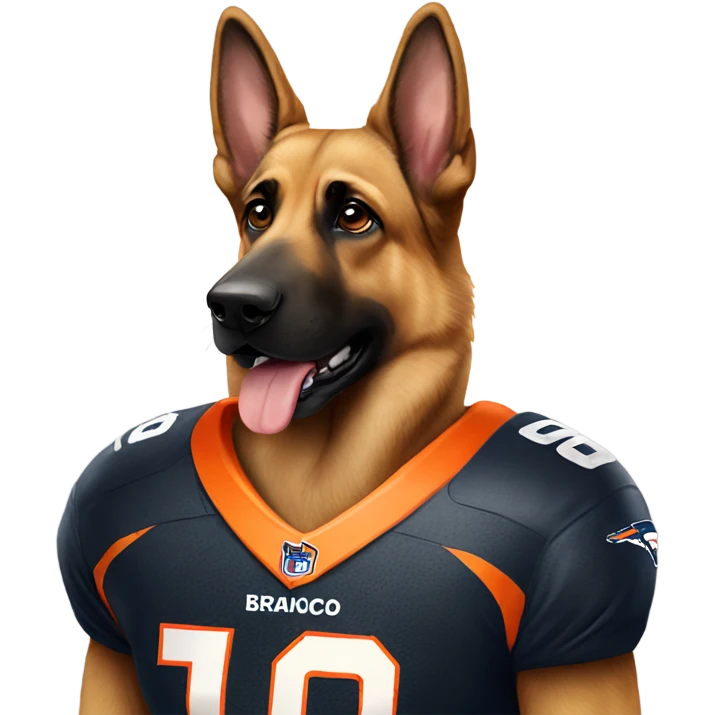German Shepard with broncos jersey emoji