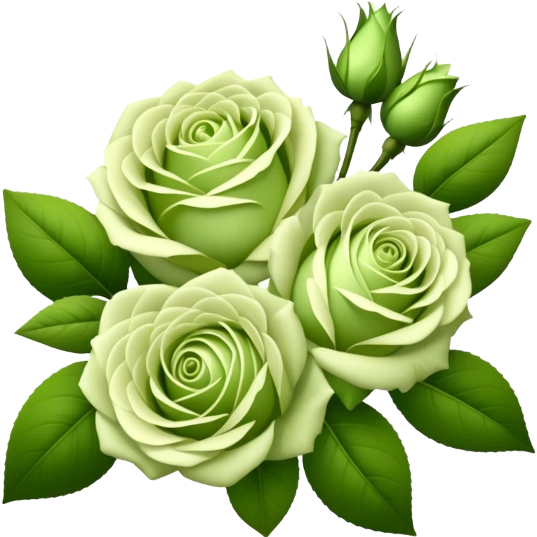big bouquet Soft Green Tea Rose, luxuriant, leaf, bud emoji
