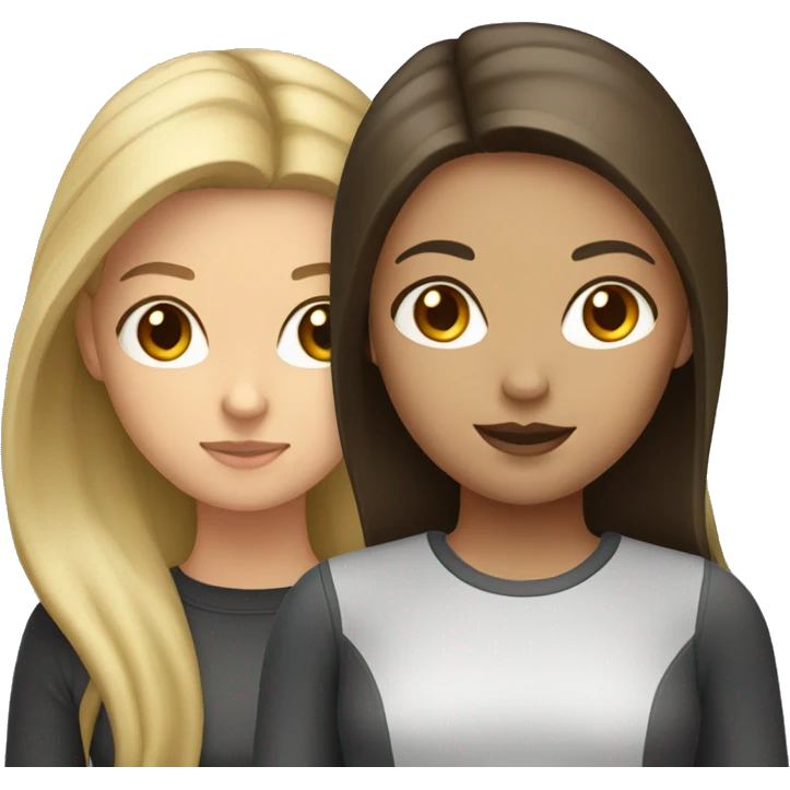 Two girls with dark brown and blonde hair emoji